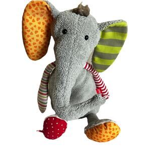 Sigikid 16” Patchwork Stripes Elephant Plush Toy Doll